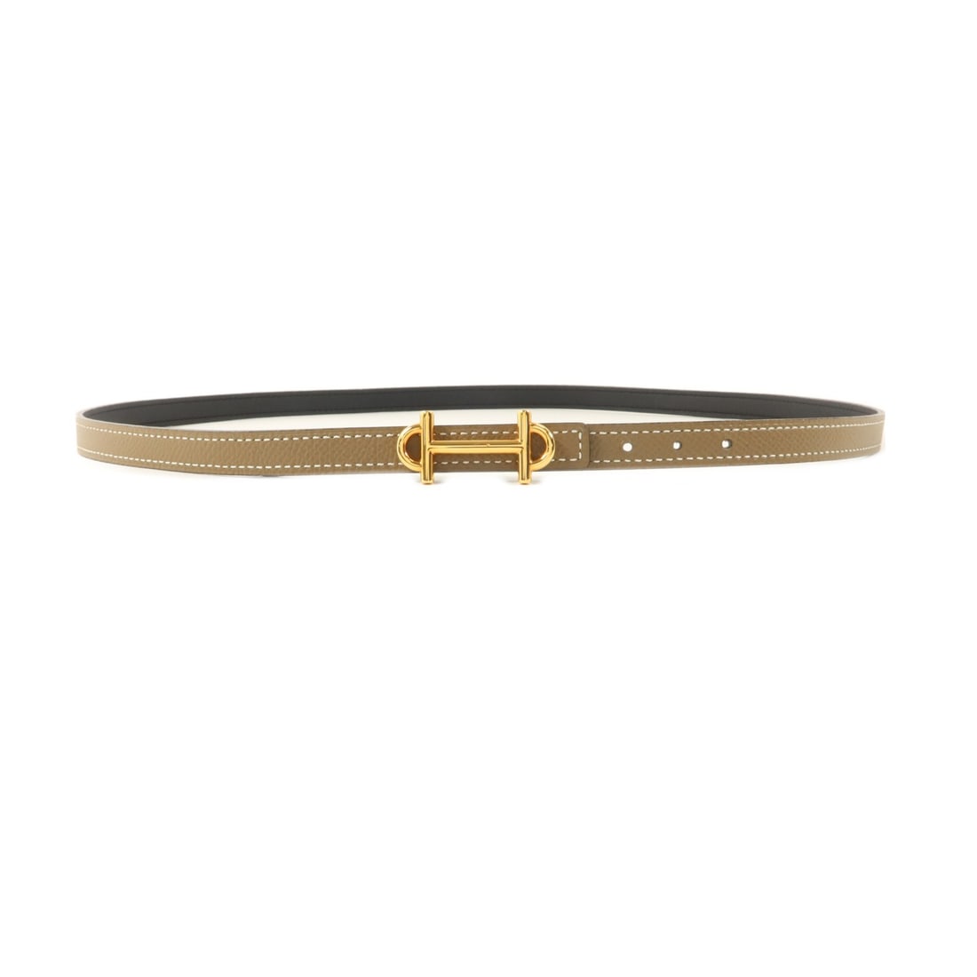 HERMES Gamma women's reversible calfskin belt size 85 gray (1 of 9)