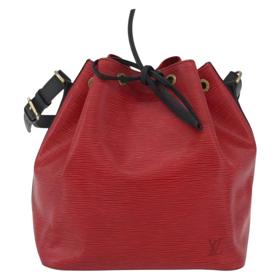 Louis Vuitton Epi Leather Red Petit Noe Handbag 25cm by 27cm by 19cm: Louis Vuitton Epi Leather Red Petit Noe Handbag 25cm by 27cm by 19cm This Louis Vuitton Bicolor Petit Noe handbag is crafted from red Epi leather, designed for women. It features a shoulder strap and 