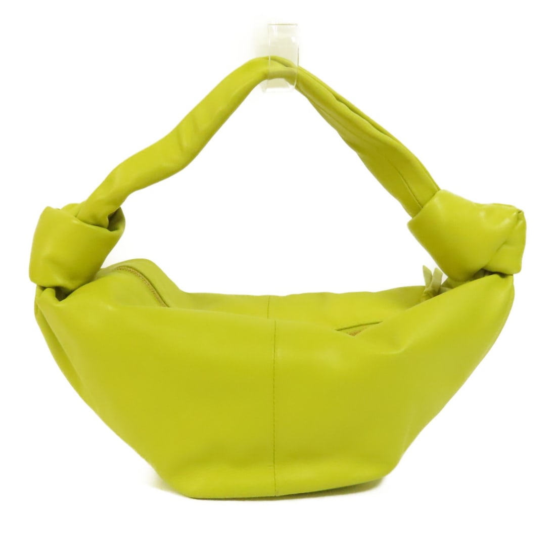 BOTTEGA VENETA Mini Double Knot Handbag Green Calfskin Leather GHW: BOTTEGA VENETA Mini Double Knot Handbag Green Calfskin Leather GHW Introducing the Bottega Veneta Mini Double Knot Handbag, a stunning accessory crafted from luxurious calfskin leather in an elegant g