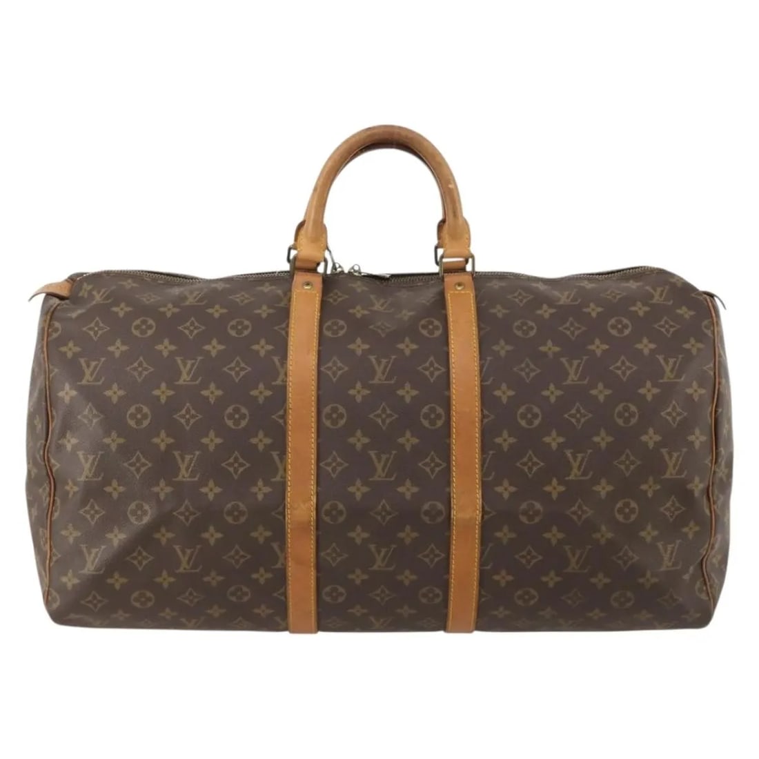 Louis Vuitton Keepall Brown Monogram Canvas Travel Bag: Louis Vuitton Keepall Brown Monogram Canvas Travel Bag Louis Vuitton Keepall in brown monogram canvas. This unisex bag is made in France and is presented in fair condition with visible wear throughout