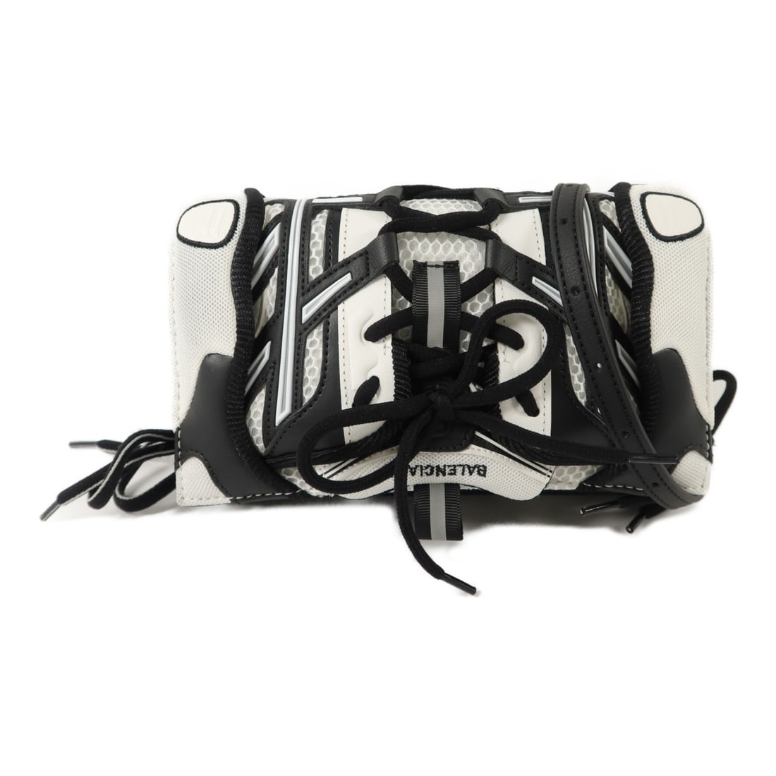 Balenciaga SHW nylon calfskin phone crossbody bag: Balenciaga SHW nylon calfskin phone crossbody bag This Balenciaga Sneakerhead Phone Crossbody Shoulder Bag is crafted from durable black nylon with calfskin accents. Designed for women, it features a 