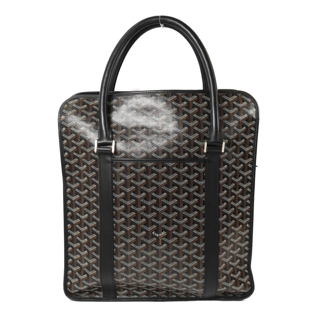 Goyard Bourgogne PVC Coated Canvas Black Tote Bag: Goyard Bourgogne PVC Coated Canvas Black Tote Bag This Goyard Bourgogne tote bag features a stylish design crafted from durable PVC coated canvas in a black and brown color scheme. Designed for women,