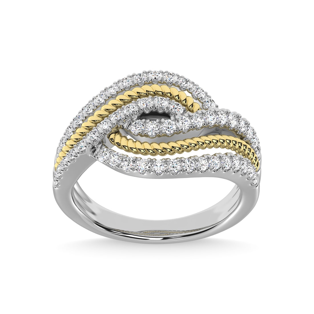 14K Two Tone Diamond 3/4 Ct.Tw. Fashion Ring: 14K Two Tone Diamond 3/4 Ct.Tw. Fashion Ring 14k Two Tone Stone Color: G-h Stone Clarity: Si3 Each ring is presented in standard size 6.5. Complimentary resizing is available between sizes 510 (in 1/4
