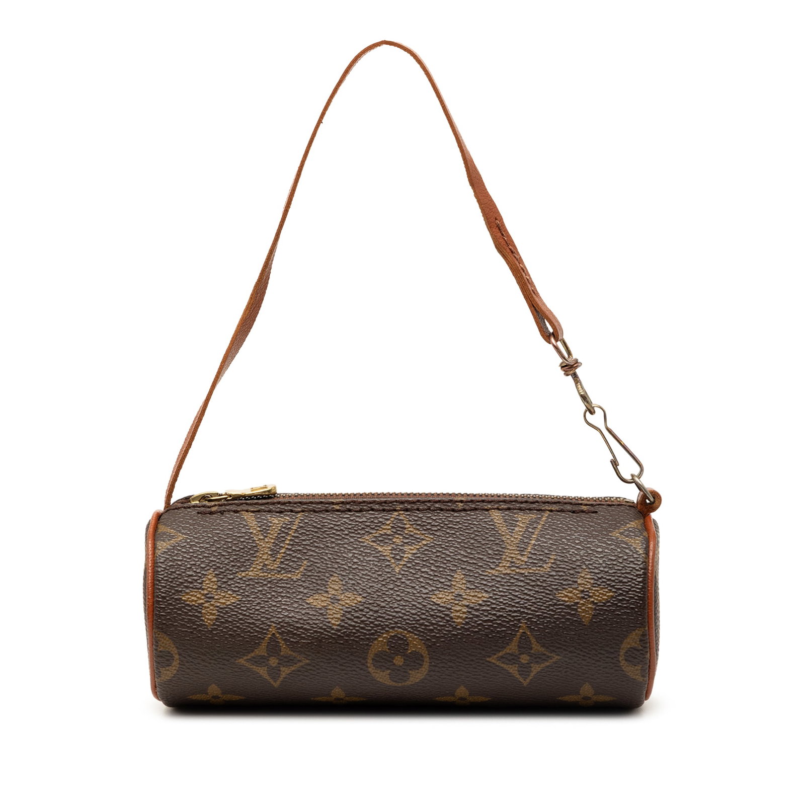 Louis Vuitton Papillon Pochette Monogram Canvas Shoulder Bag: Louis Vuitton Papillon Pochette Monogram Canvas Shoulder Bag Louis Vuitton Monogram Papillon Pochette in brown monogram canvas with a detachable flat leather strap and top zip closure. Made in France.