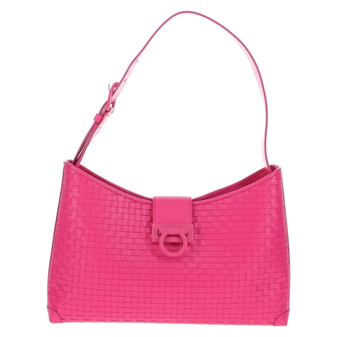 Pink Leather Shoulder Bag Salvatore Ferragamo Gancini: Pink Leather Shoulder Bag Salvatore Ferragamo Gancini This Salvatore Ferragamo Gancini shoulder bag is crafted from pink leather and designed for women. The bag features a structured silhouette with s
