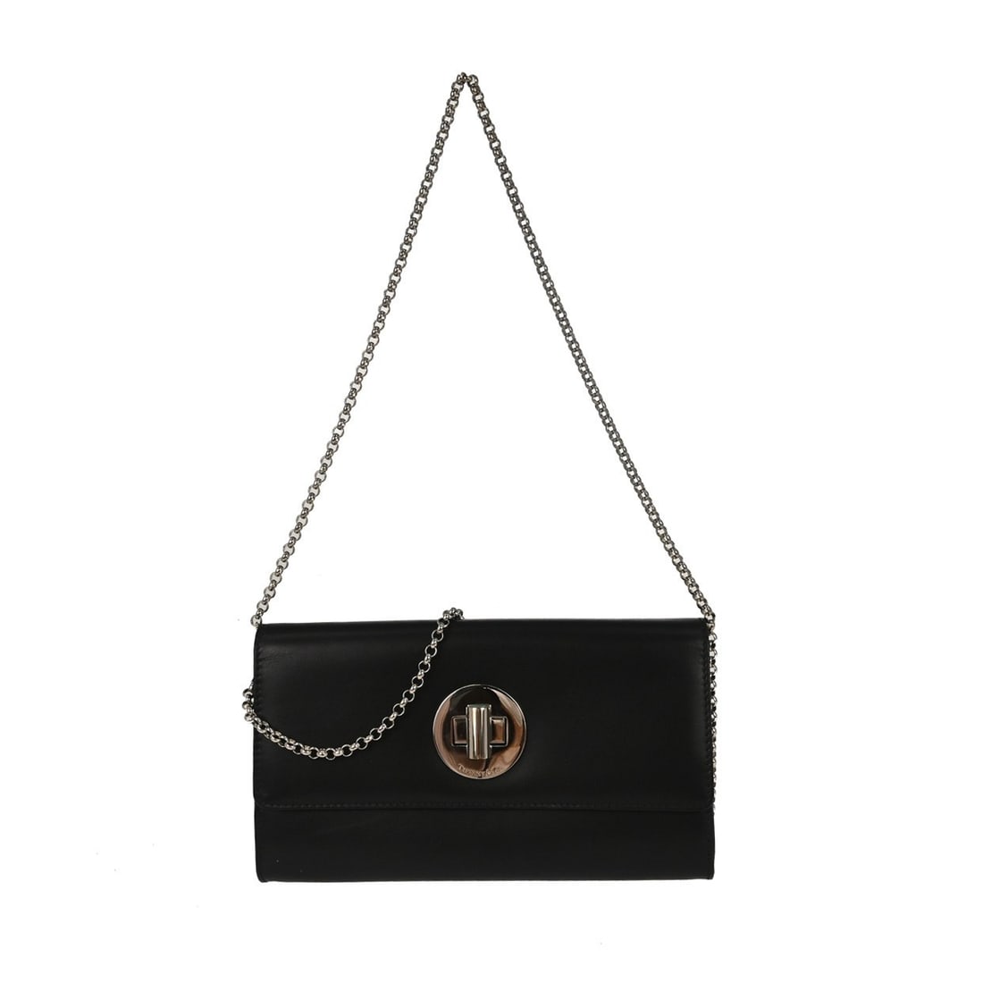 Tiffany & Co. Turnlock Leather Shoulder Wallet Bag with 2 Straps: Tiffany & Co. Turnlock Leather Shoulder Wallet Bag with 2 Straps Vintage Tiffany & Co. turnlock shoulder wallet bag in black with leather and canvas construction, a leather lining, logo accent, and a 