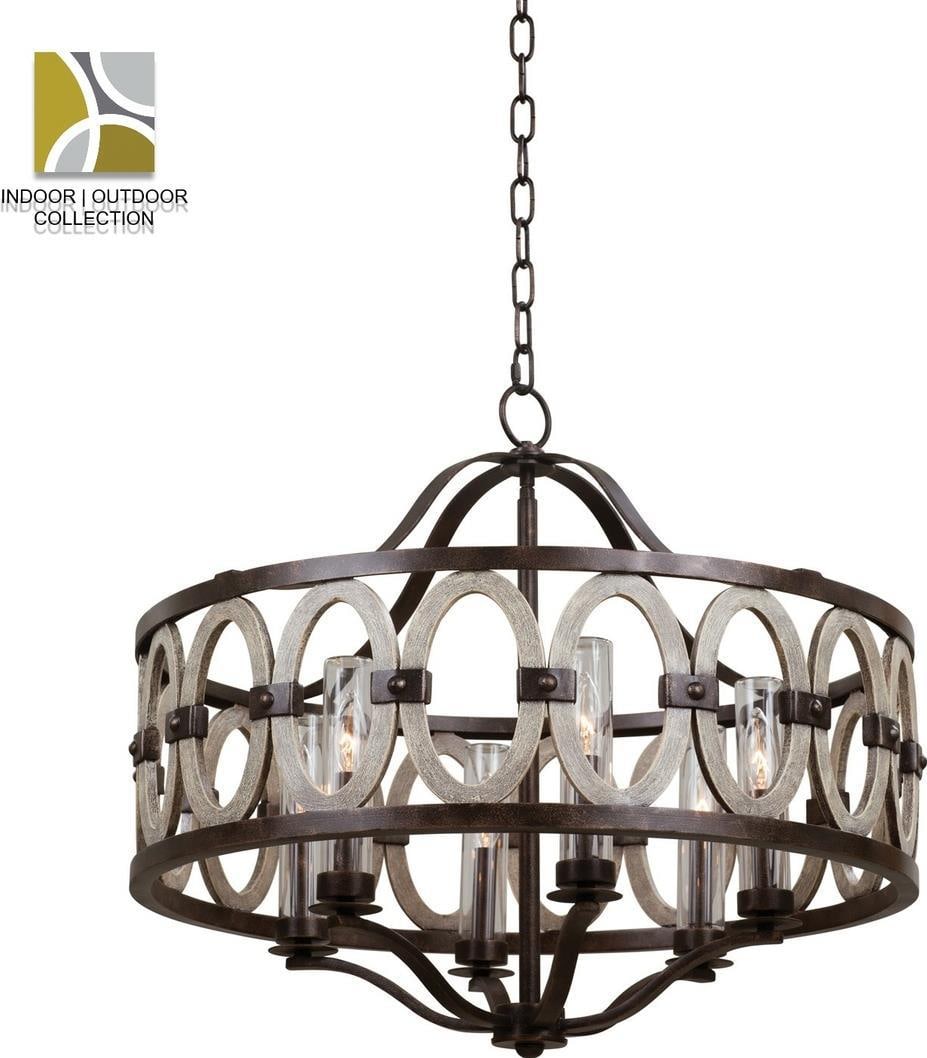 Kalco Belmont Outdoor Pendant Light Clear Florence Gold 6 Bulb Dimmable (1 of 1)