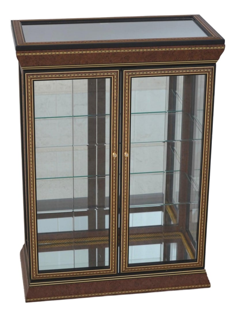 Etched Glass Italian Display Cabinet With Two Doors And Mirror Interior (1 of 10)