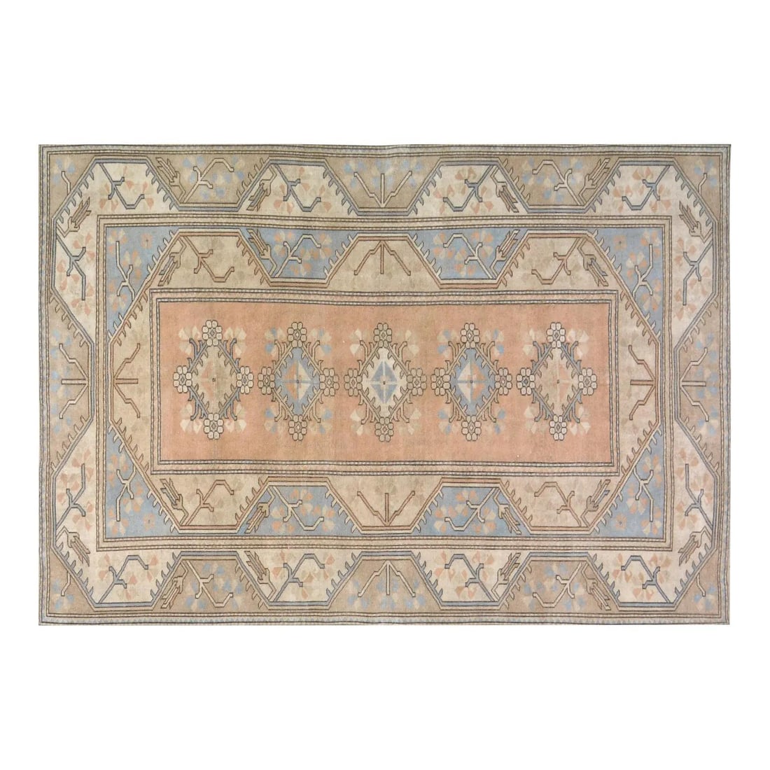 Anatolian Wool Area Rug Hand Knotted Terra Cotta 6'6 x 9'5 Vintage (1 of 6)