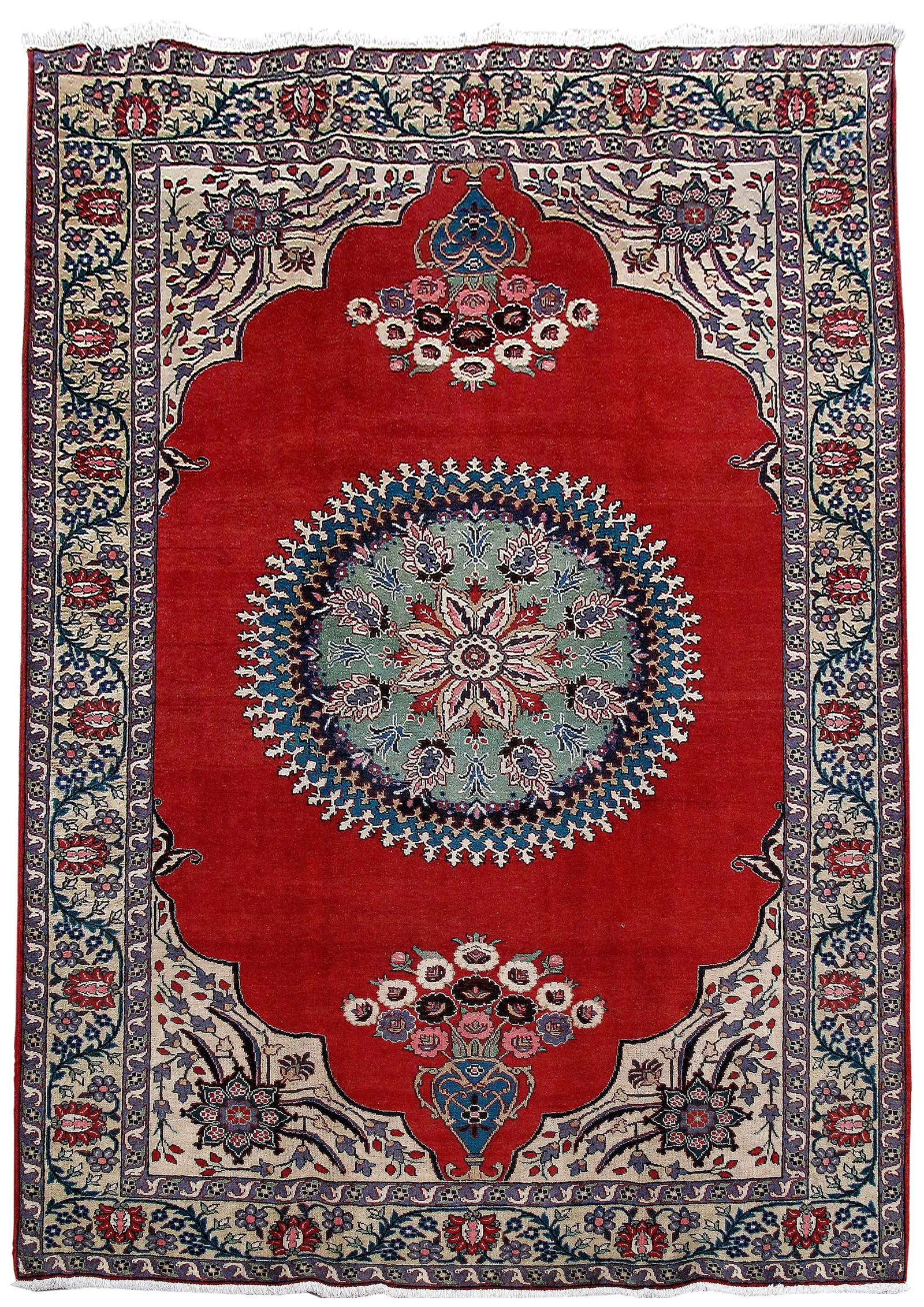 Handcrafted 7'4 x 10'3 Red Persian Sarouk Area Rug from Iran (1 of 6)