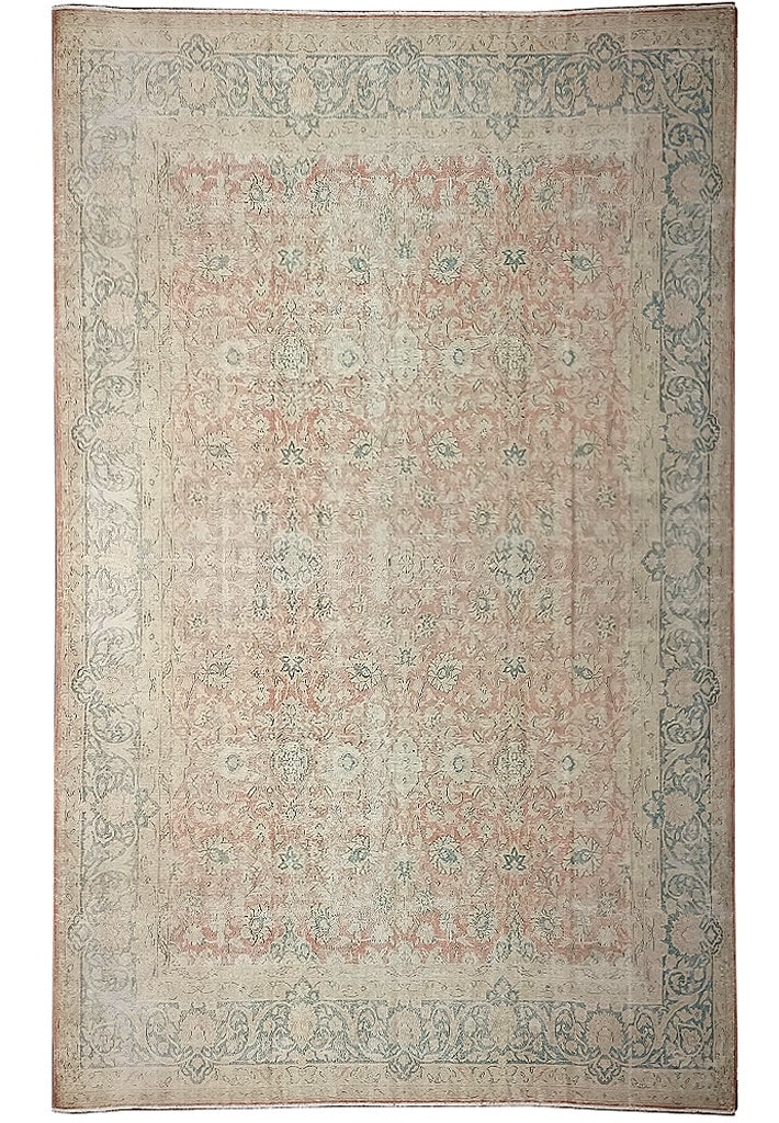 10' x 16' Vintage Persian Kerman Rug Faded Pink Slate Low Pile (1 of 9)