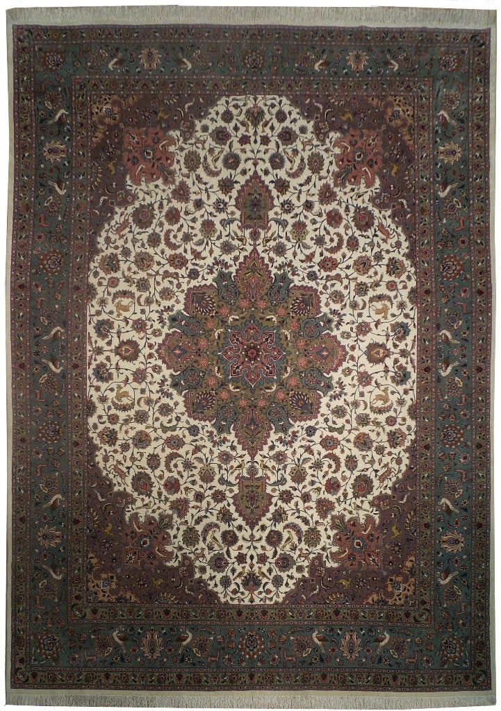 9 x 12.4 Persian Tabriz Rug Wool Silk 400 KPSI Hand Knotted Iran (1 of 6)