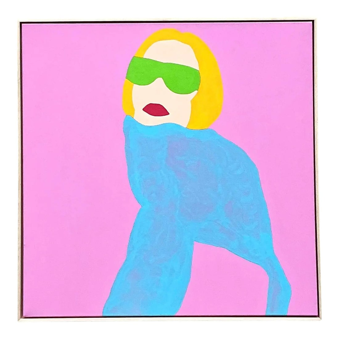 Vibrant Contemporary Op Art Acrylic Figurative Canvas 36x36 Pink: Vibrant Contemporary Op Art Acrylic Figurative Canvas 36x36 Pink Enhance your living space with this Contemporary Original Op Art Acrylic Figurative on Canvas, an exquisite piece that embodies modern 