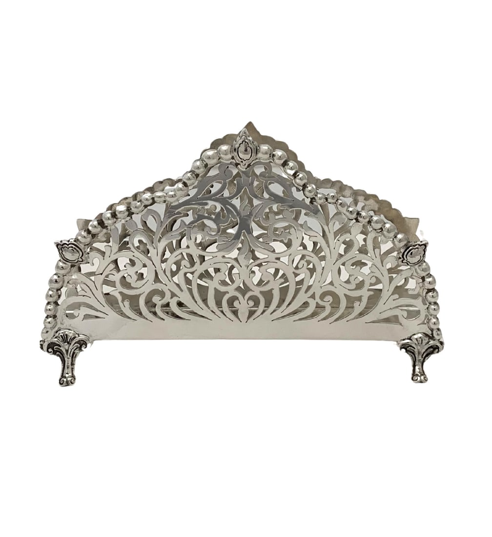925 Sterling Silver Handmade Ornate Swirl Napkin Holder (1 of 3)