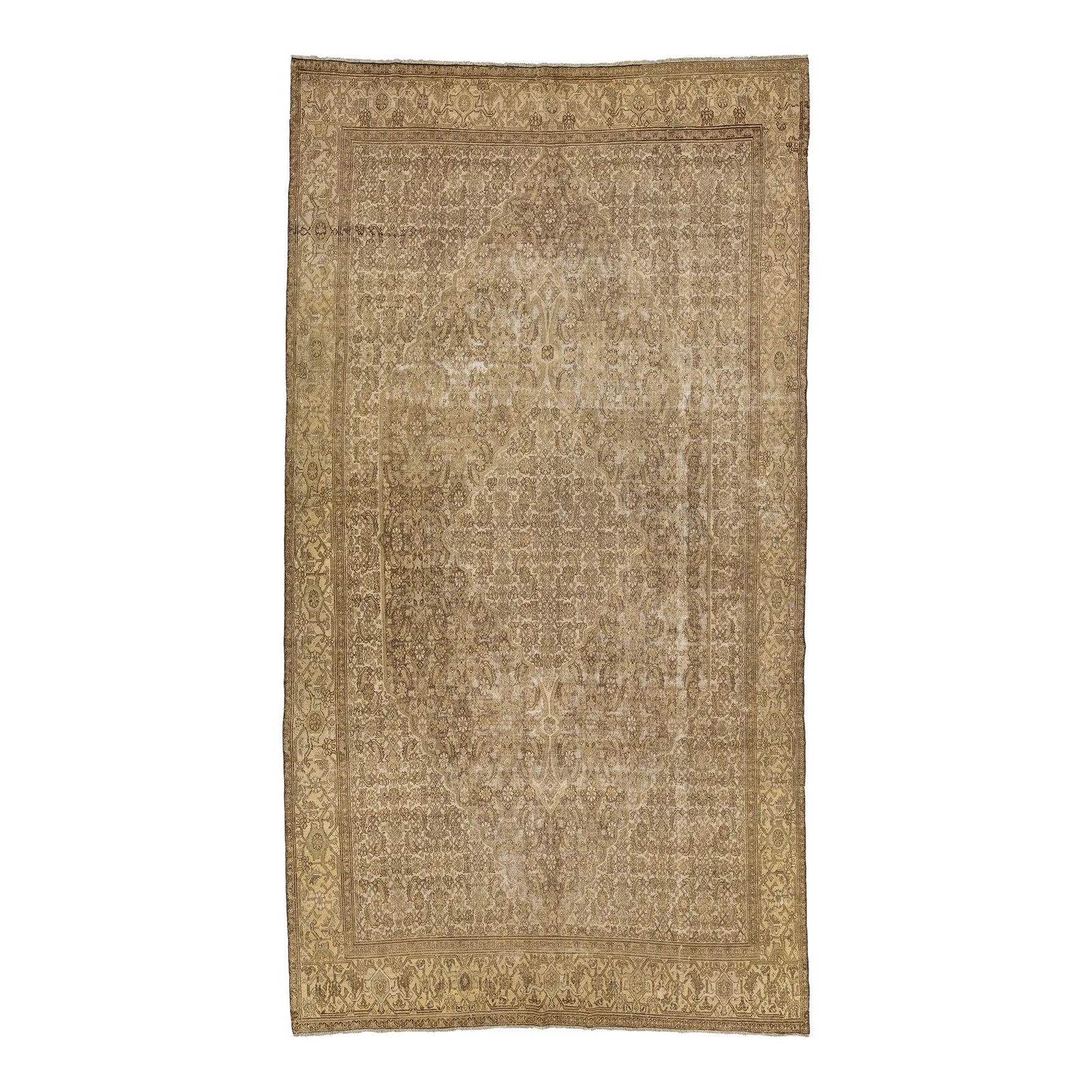 1910s Handcrafted Brown Persian Malayer Wool Rug 6'11 x 12'8 (1 of 9)