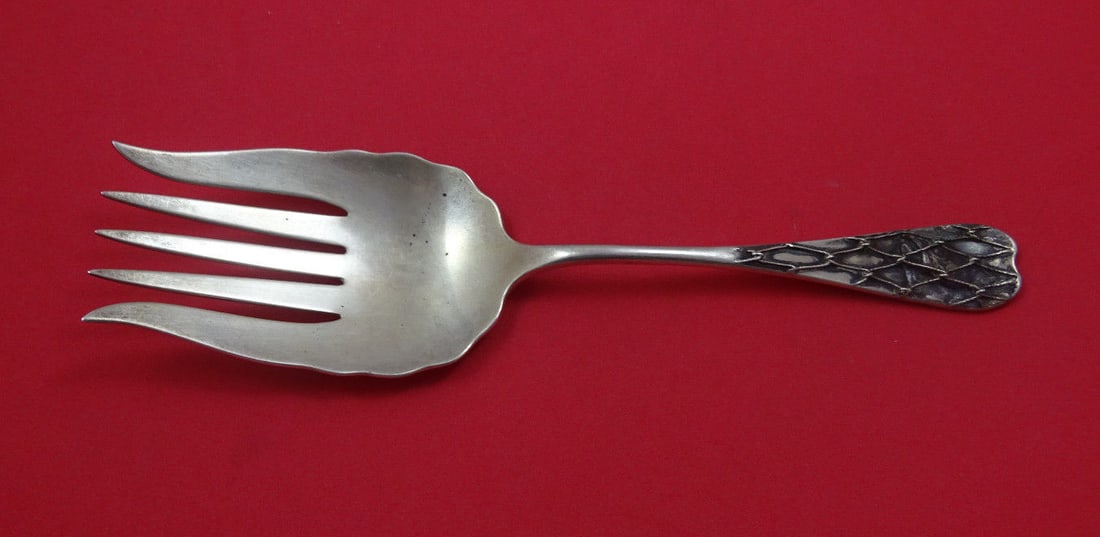 Whiting Sterling Silver Fish In Net Serving Fork 9 Inch (1 of 1)