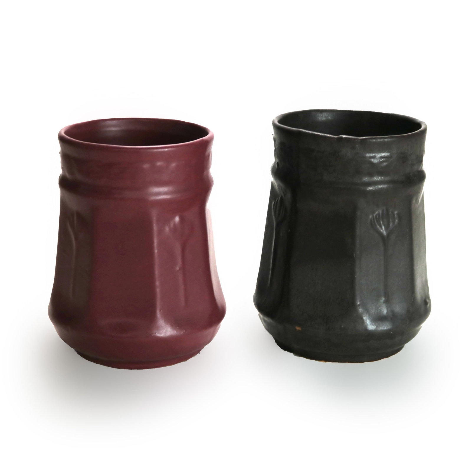 Set of 2 Antique Zanesville Stoneware Co. Floral Vases c1930 (1 of 6)