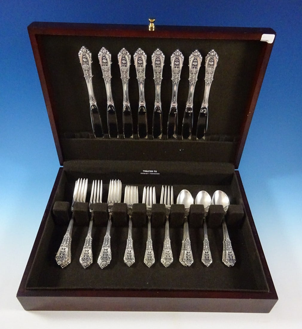 32 Piece Wallace Rose Point Sterling Flatware Service for 8 (1 of 5)
