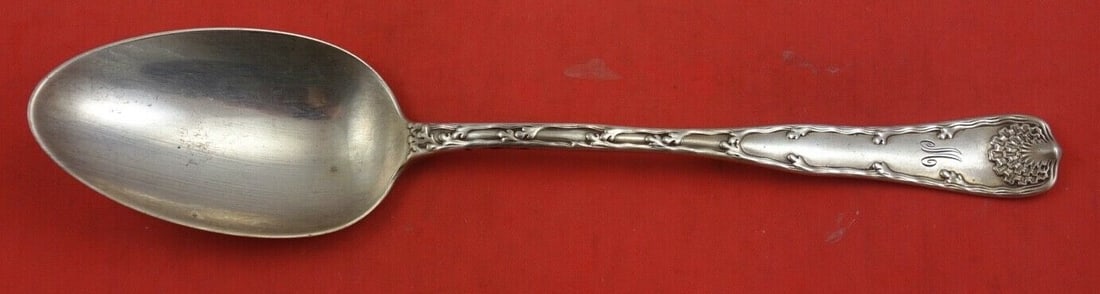 Tiffany & Co Wave Edge Sterling Silver Stuffing Spoon 11" with Button: Tiffany & Co Wave Edge Sterling Silver Stuffing Spoon 11" with Button This exquisite Wave Edge stuffing spoon by Tiffany & Co. is crafted from high-quality sterling silver, showcasing the iconic Wave 
