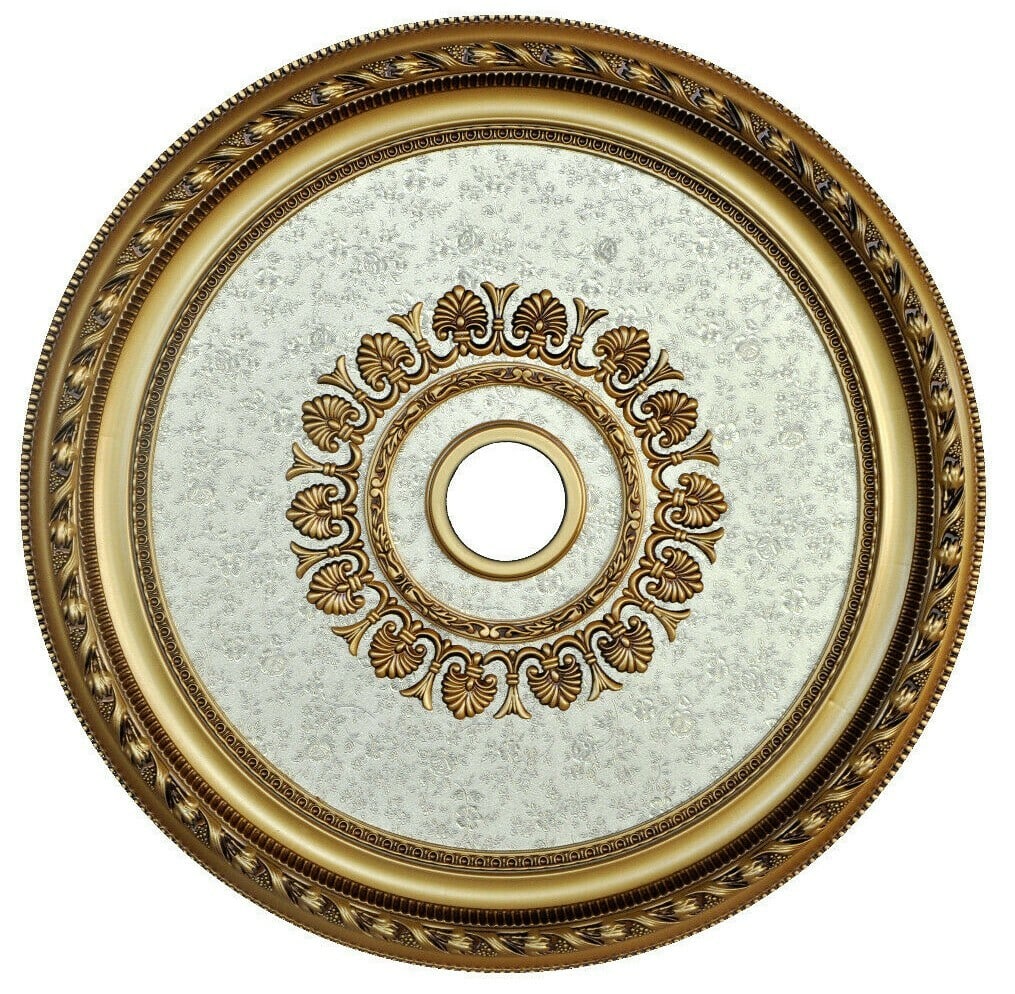 Artistry ART80 antique gold ceiling medallion 32 inch round: Artistry ART80 antique gold ceiling medallion 32 inch round This 32-inch round decorative chandelier ceiling medallion features a gold floral bouquet design with historically accurate detailing. Craft