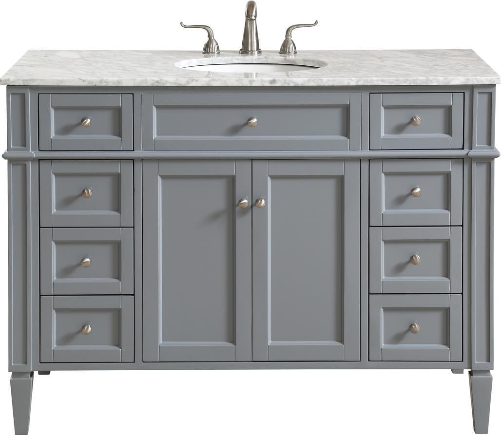 Elegant Lighting Solid Wood Transitional Vanity with Chrome Finish: Elegant Lighting Solid Wood Transitional Vanity with Chrome Finish This elegant gray solid wood vanity combines traditional craftsmanship with a contemporary chrome finish, making it a perfect additio