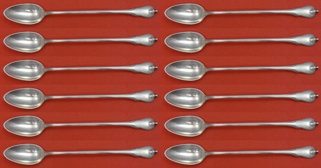 Wallace Grand Colonial Sterling Silver Iced Tea Spoon Set 12 Pieces 7.5 Inches: Wallace Grand Colonial Sterling Silver Iced Tea Spoon Set 12 Pieces 7.5 Inches Enhance your dining experience with this exquisite 12-piece set of iced tea spoons from Wallace, featuring the elegant Gr