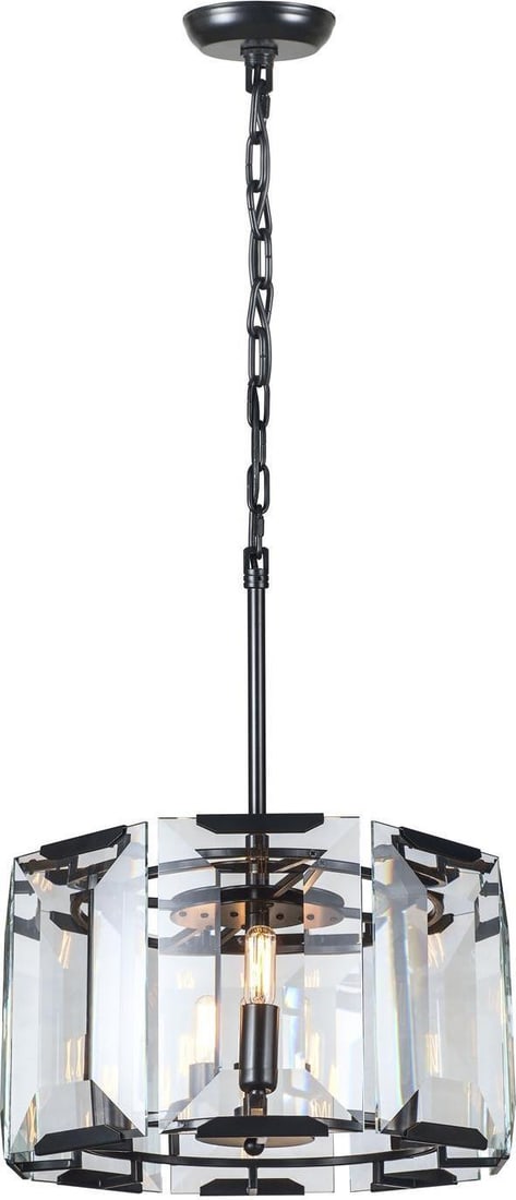 Monaco Collection Black Matte Bowl Chandelier Emerald-Cut Glass (1 of 1)