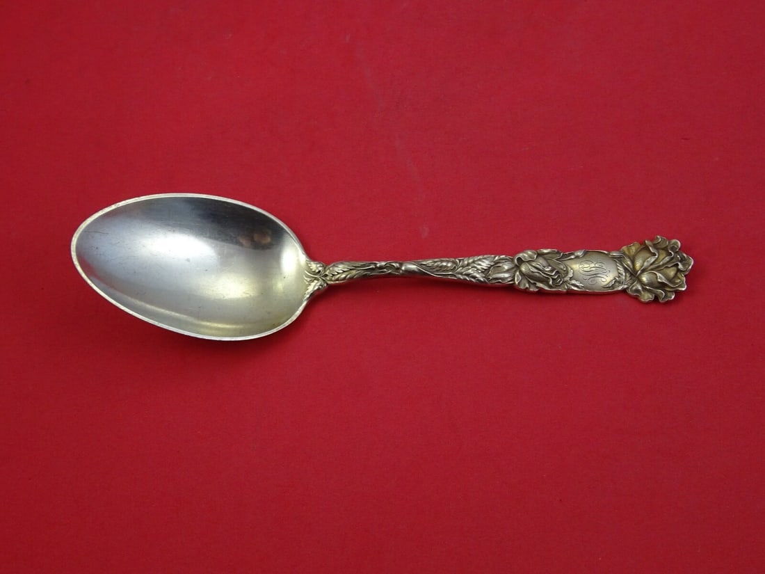 Alvin Bridal Rose Sterling Silver Vegetable Serving Spoon 8.5" (1 of 2)