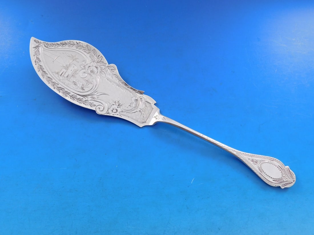 Joseph Seymour Sterling Silver Bright-Cut Fish Server 9 3/4 Inch (1 of 11)