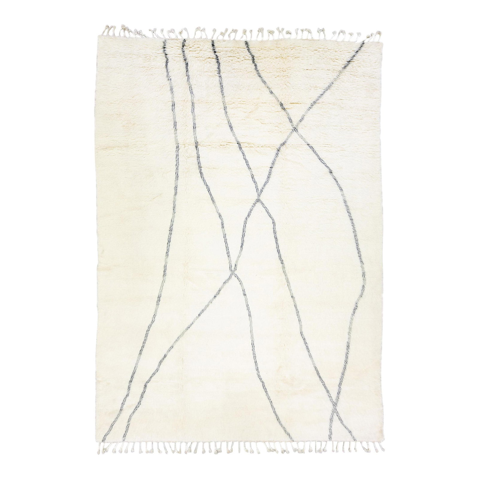 Ivory Handmade Wool Moroccan Tribal Pattern Rug 10'3 x 14'2: Ivory Handmade Wool Moroccan Tribal Pattern Rug 10'3 x 14'2 Enhance your space with this exquisite Moroccan style handmade wool rug. Featuring a soft ivory field adorned with elegant gray accents, thi