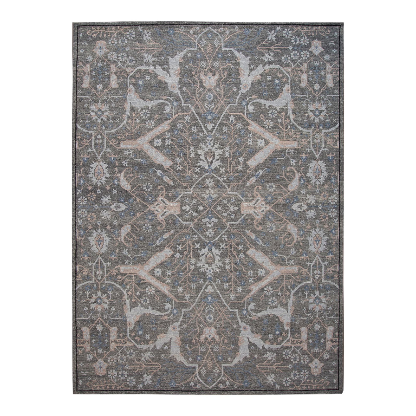 Oversize Handmade Soumak Rug 12' x 14'8' Wool Gray Design: Oversize Handmade Soumak Rug 12' x 14'8' Wool Gray Design Elevate your space with this stunning oversize Soumak rug, expertly handmade from high-quality wool. The rug features a sophisticated gray fie