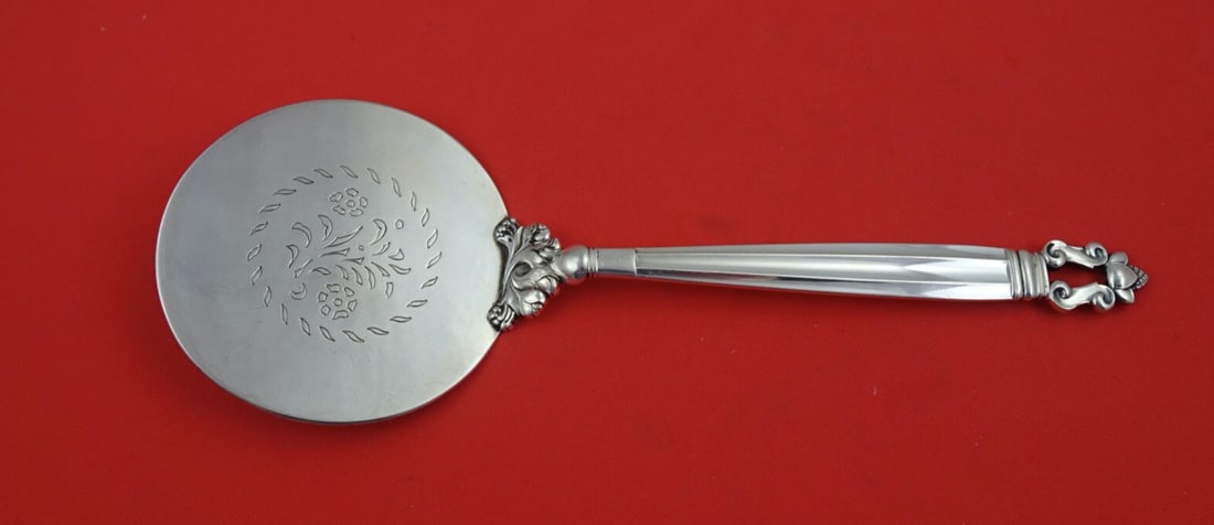 Georg Jensen Acorn Sterling Silver Tomato Server Hammered Floral 8 7/8 Inch (1 of 3)