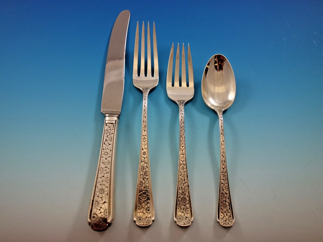 Towle Old Brocade Sterling Silver Flatware Set 24 Pieces with Storage Caddy (1 of 3)