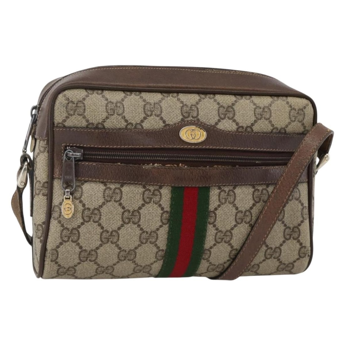 Gucci GG Supreme Beige Sherry Line Shoulder Bag PVC Leather Italy: Gucci GG Supreme Beige Sherry Line Shoulder Bag PVC Leather Italy This is a women's GUCCI GG Supreme Web Sherry Line shoulder bag crafted from beige and gold PVC leather with GG canvas accents. Made i