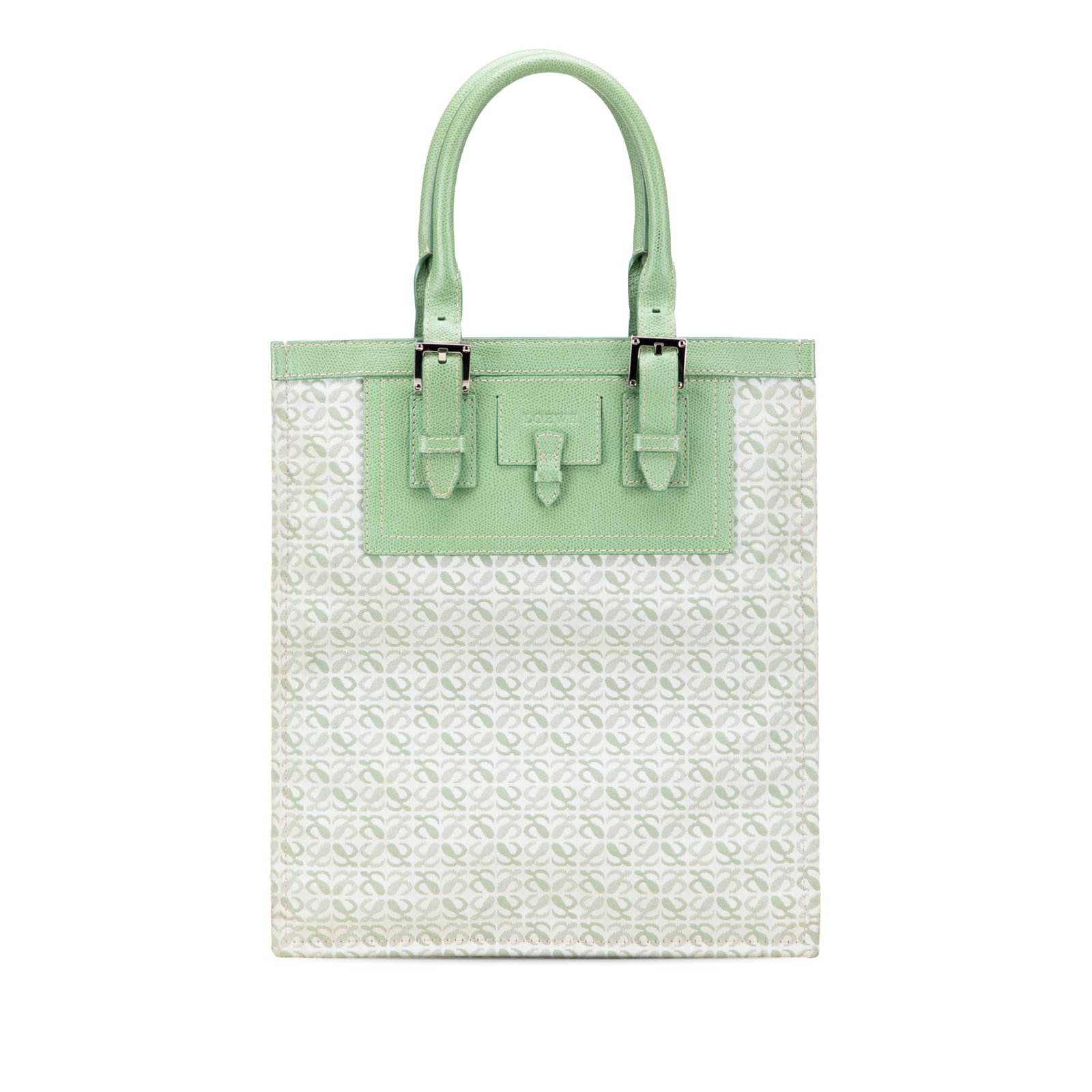 LOEWE Anagram Canvas Tote Green with Leather Trim: LOEWE Anagram Canvas Tote Green with Leather Trim Introducing the LOEWE Anagram Canvas Tote, a stylish and practical accessory that effortlessly combines fashion and functionality. This tote bag is cr