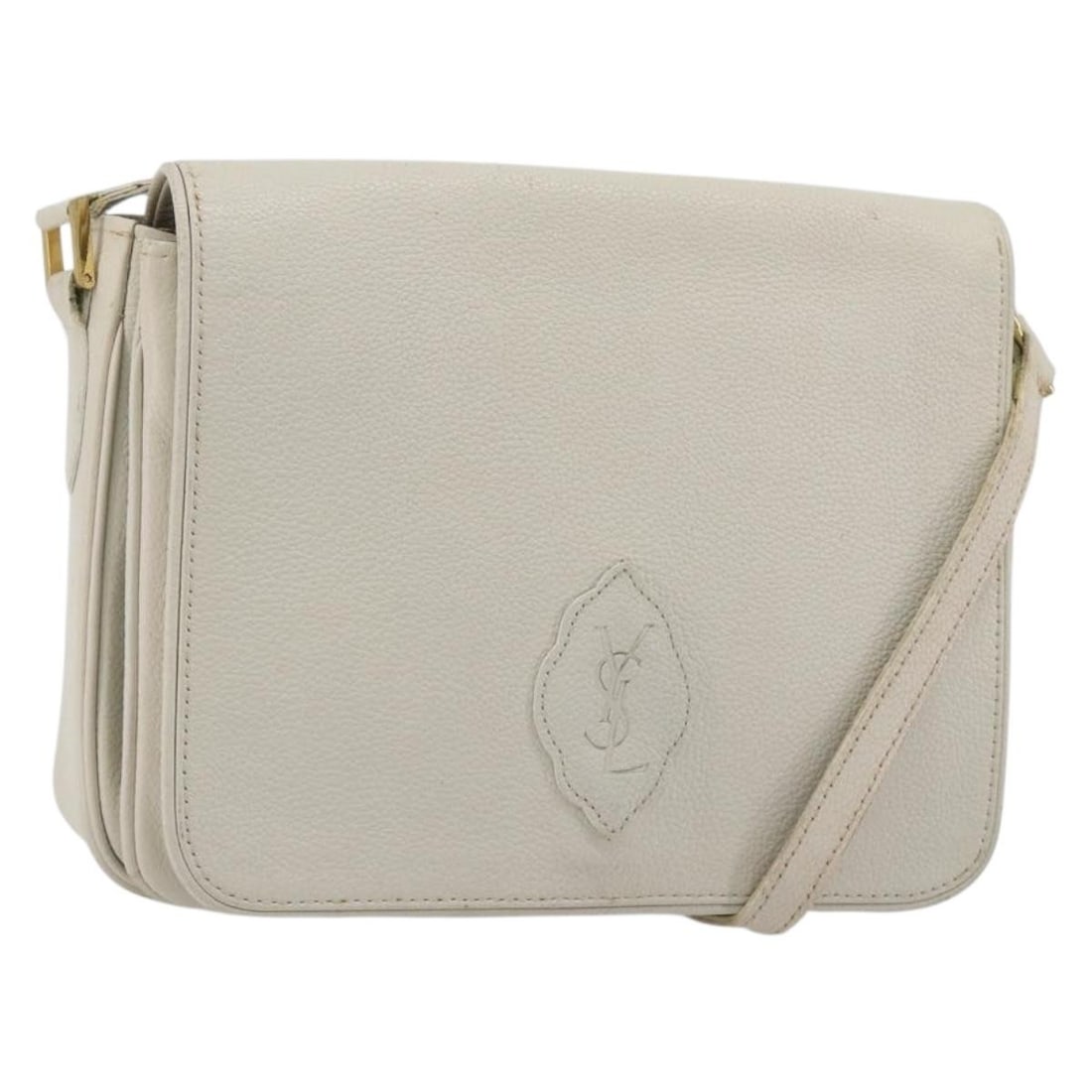 SAINT LAURENT White Gold Leather Shoulder Bag for Women: SAINT LAURENT White Gold Leather Shoulder Bag for Women Saint Laurent women's shoulder bag in white and gold leather. This Italy-made bag includes an adjustable shoulder strap and is sold as photograp