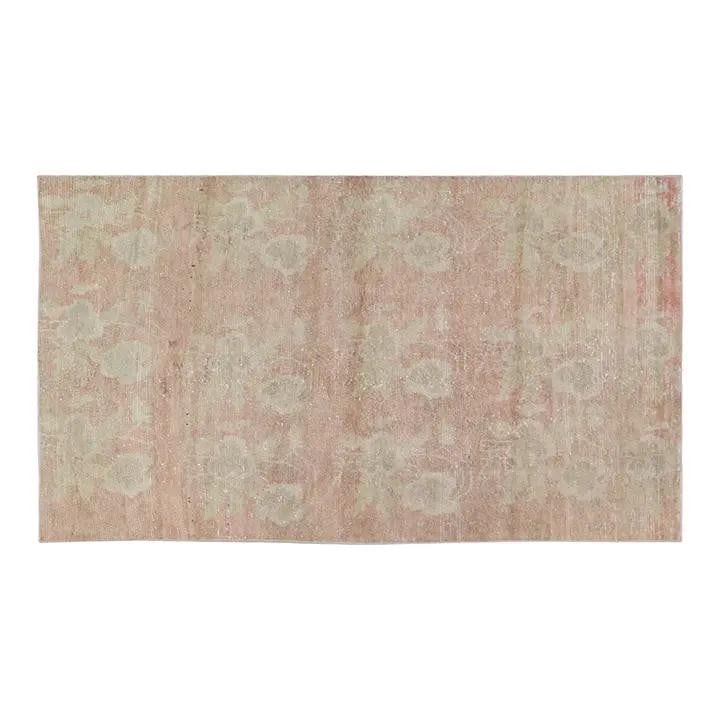 Hand-Knotted Wool Oushak Rug in Tan Turkish Vintage 3'9" x 6'8": Hand-Knotted Wool Oushak Rug in Tan Turkish Vintage 3'9" x 6'8" This vintage Turkish Oushak rug is hand-knotted from wool using traditional techniques, combining timeless craftsmanship with a modern d