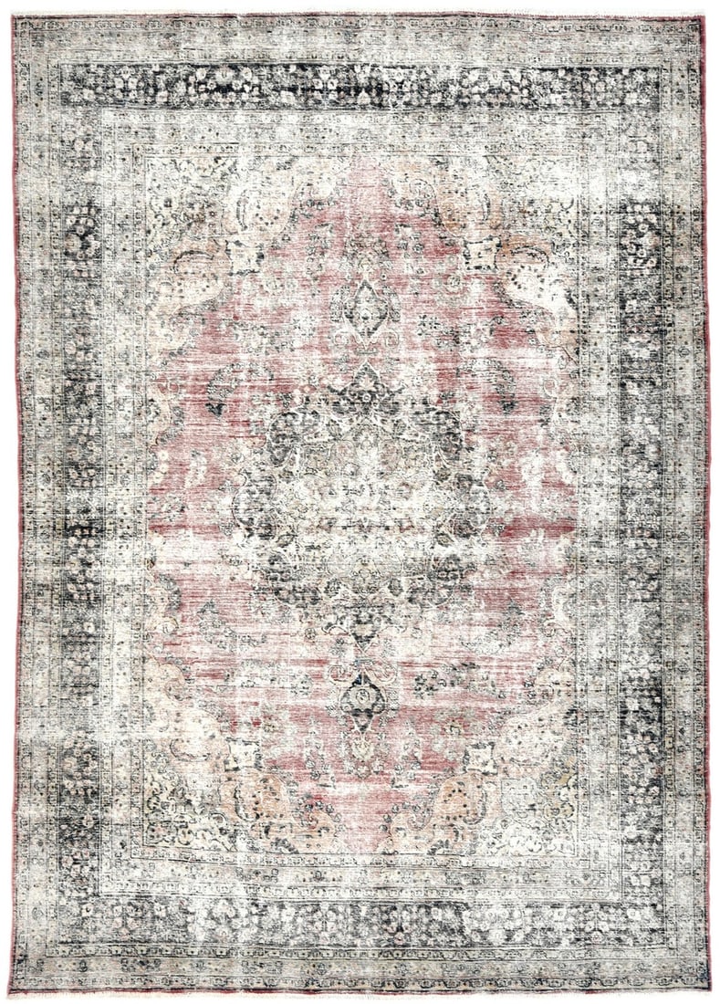 Handmade Vintage Floral Rug 7'11 x 11'2 Wool Oriental Carpet: Handmade Vintage Floral Rug 7'11 x 11'2 Wool Oriental Carpet Enhance your living space with this Handmade Distressed Vintage Oriental Rug, featuring a charming antique floral design. This exquisite ar