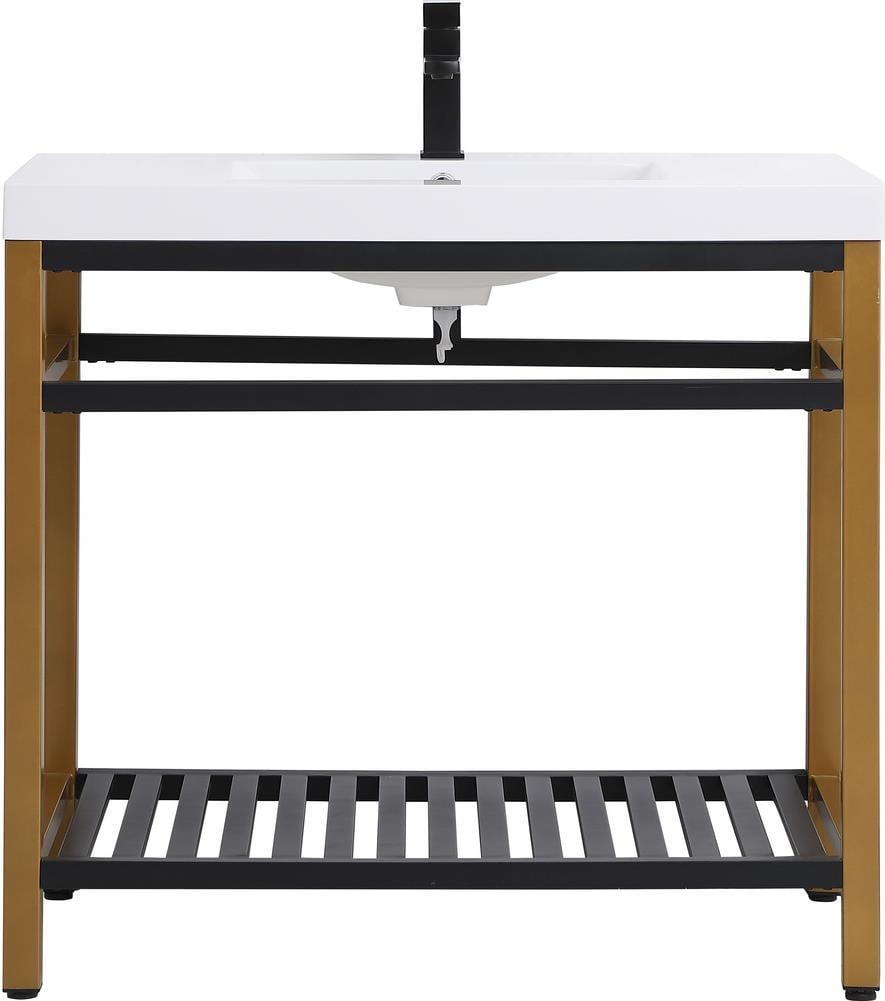 Elegant Lighting 36 Inch Golden Black Bathroom Vanity: Elegant Lighting 36 Inch Golden Black Bathroom Vanity Introducing the Sleek 36-Inch Bathroom Vanity in a stunning Golden Black finish. This contemporary vanity combines style and functionality, making