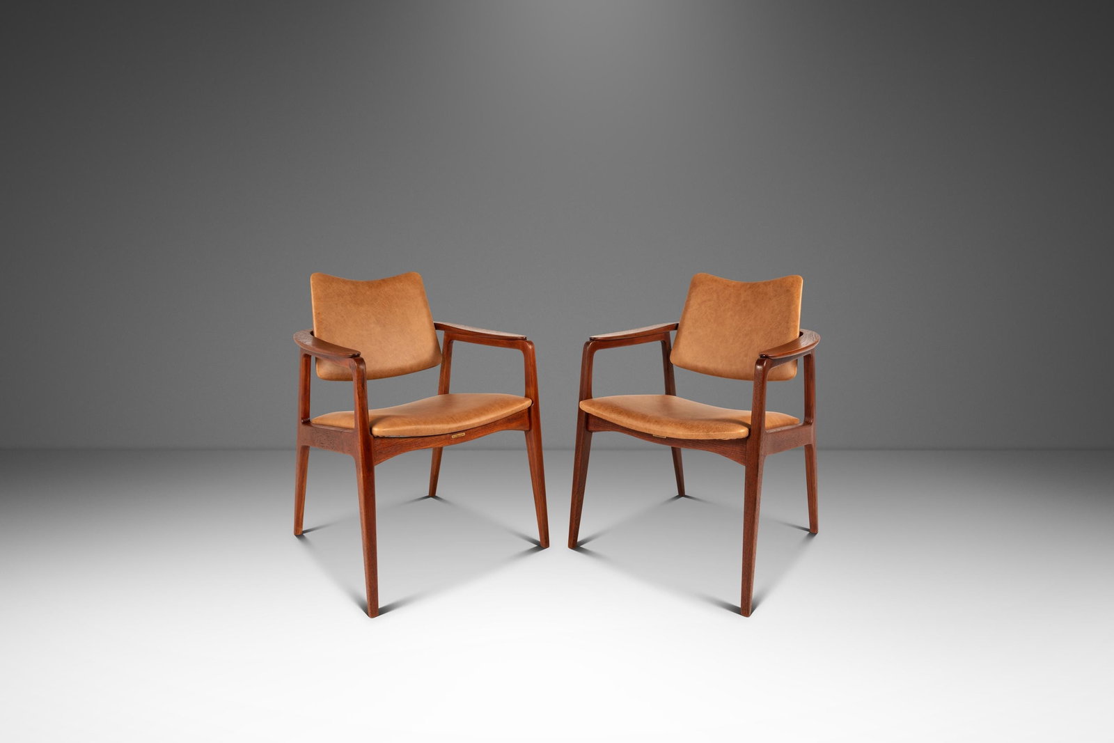 Pair of Bernadotte Model 132 Teak Leather Accent Chairs (1 of 18)