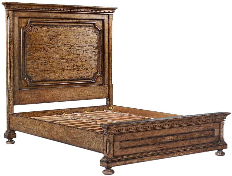Edwardian Queen Bed Solid Wood Rustic Pecan Finish (1 of 5)
