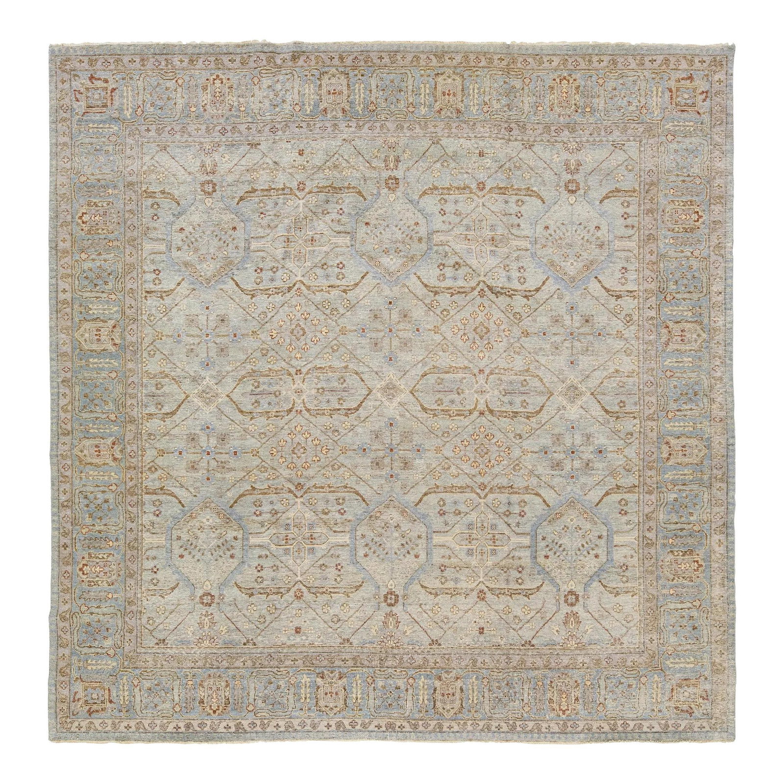 Artisan Geometric Wool Rug Light Gray 10' x 10'2: Artisan Geometric Wool Rug Light Gray 10' x 10'2 Discover the elegance of this Modern Indian Handmade Geometric Wool Rug, designed in light gray and part of Artisan Line. This unique piece reimagines 