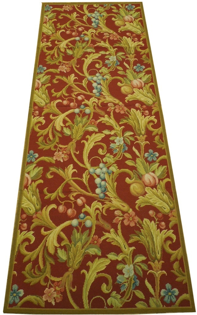 3' x 8' Red Handcrafted Needlepoint Flat Weave Runner from China (1 of 6)