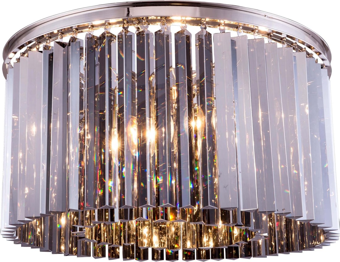 Elegant Lighting Sydney Collection Flush-Mount Chandelier Royal-Cut Crystal Nickel Finish (1 of 1)