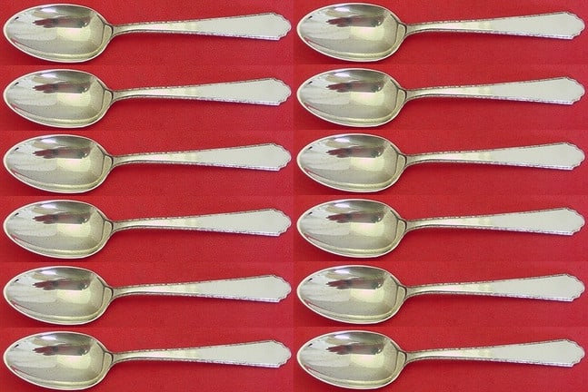 Lunt Sterling Silver William and Mary Demitasse Spoon Set 12 Pieces (1 of 3)