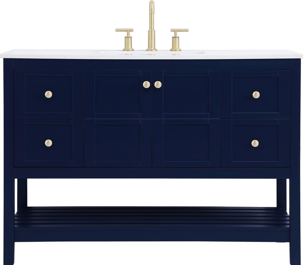 Elegant Lighting 48 Inch Blue Gold Victorian Bathroom Vanity: Elegant Lighting 48 Inch Blue Gold Victorian Bathroom Vanity This elegant 48" bathroom vanity boasts a stunning blue gold finish, combining functionality with sophisticated style. The vanity is crafte