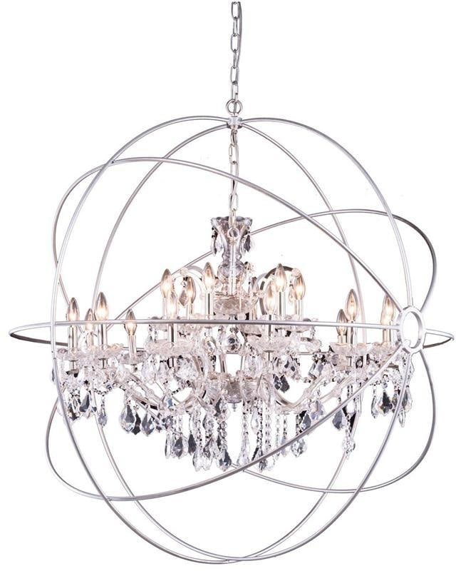 Elegant Lighting Geneva Crystal Pendant Lamp 18-Light Polished Nickel: Elegant Lighting Geneva Crystal Pendant Lamp 18-Light Polished Nickel Illuminate your space with the stunning Geneva Pendant, beautifully crafted in a transitional style that marries antique charm wit