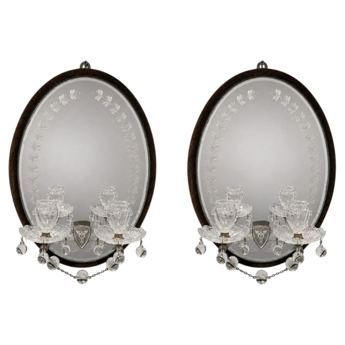 Victorian mirrored crystal oil sconces by James Green & Nephew set of 2 (1 of 10)