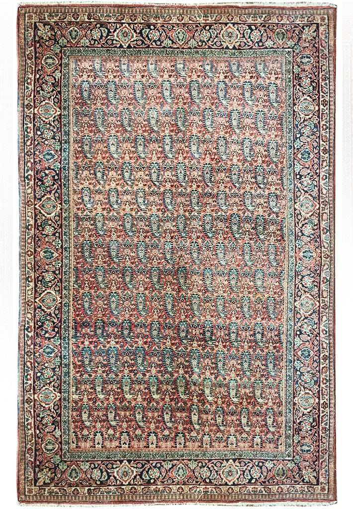 4' x 6.6' Antique Persian Bijar Paisley Wool Area Rug: 4' x 6.6' Antique Persian Bijar Paisley Wool Area Rug Free continental US Shipping Enhance your living space with this stunning Antique Estate Rug, a true testament to Persian craftsmanship. This Bija