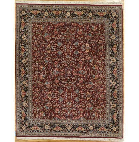 Luxury 8.1 x 10 Handmade Wool Silk Rug in Burgundy: Luxury 8.1 x 10 Handmade Wool Silk Rug in Burgundy Free continental US Shipping Elevate your home decor with this luxurious high-end quality handmade wool and silk rug in a rich burgundy color. Measur